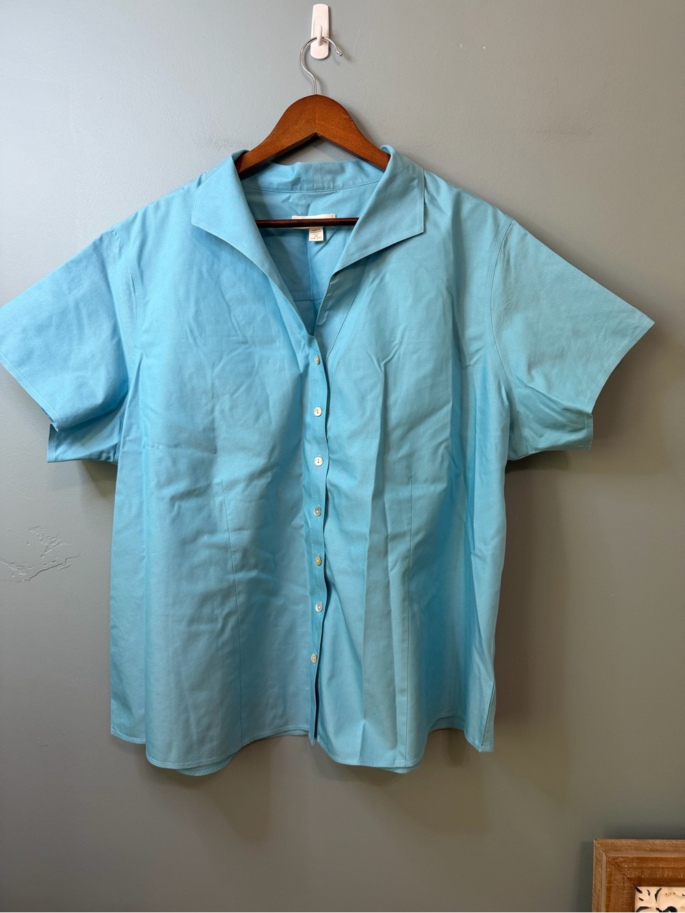 Coldwater Creek Light Blue Short Sleeve Button Down Top 100% Cotton 3X (24W-26W)